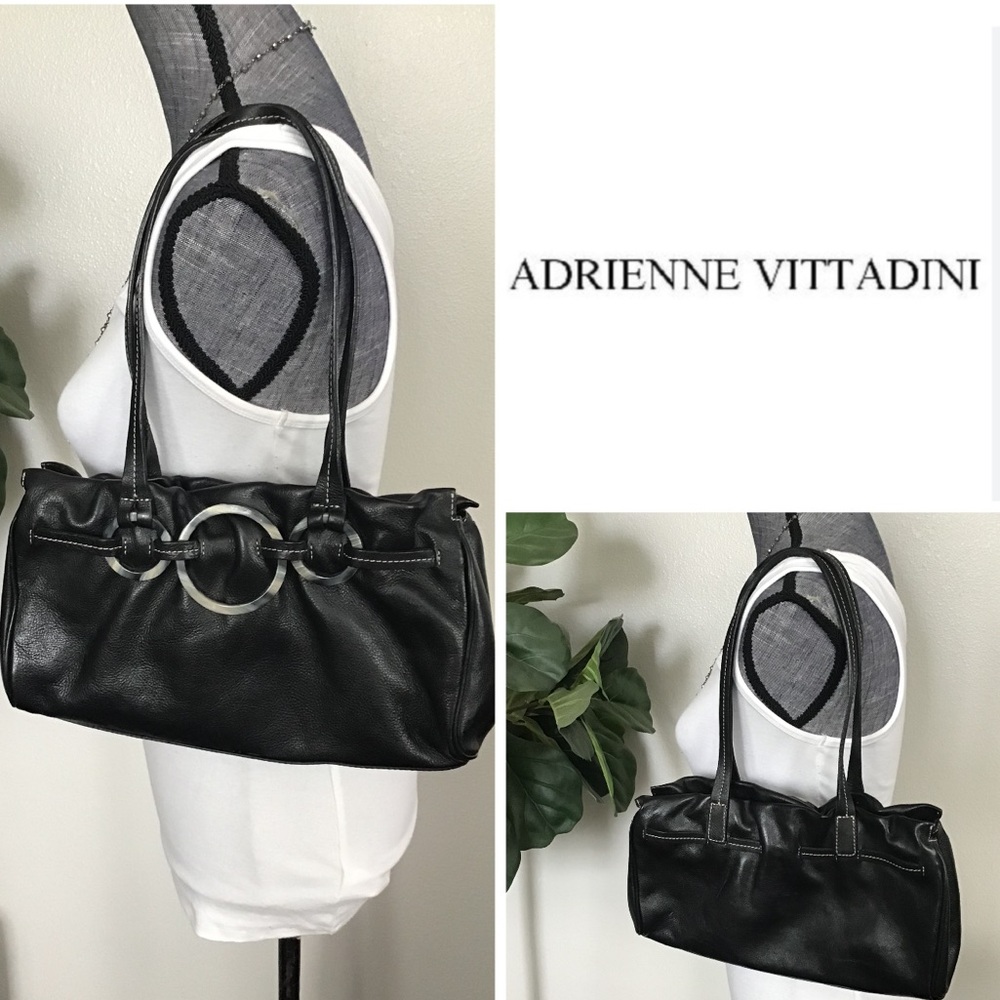 Adrienne Vittadini Black Leather Handbag